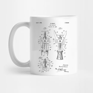 Cork Screw Patent - Wine Art - Black And White Mug